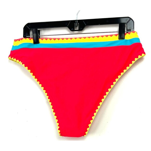 New Popvil Womens Colorblock Swimsuit Bottom Size XL Yellow Pink 1193H2 - Picture 6 of 12